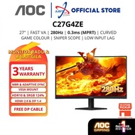 AOC C27G4ZE 27" CURVED GAMING MONITOR ( 27" FAST VA FHD / 0.3MS / 280HZ / ADAPTIVE SYNC /HD MI + DP)
