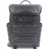 COACH C6614 League翻蓋雙肩包，絎縫皮革，黑色，男士，成色極佳。