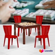 Prosperity Mahjong Table WITH 4 Units of Sibeh Huat Hoseh Series Mahjong Plastic Chair Stool