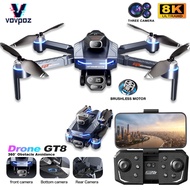 New Professional 8K HD Three Camera Drone GT8 RC Drone Obstacle Avoidance Brushless Motor Foldable F