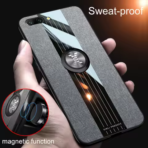 Cloth Fabric Case For Huawei Honor 10i View 20 Note 10 Lite Pro Play Ultra Thin Magnet Ring TPU Case