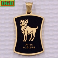 Gold stainless steel ARIES pendant with stainless steel hook - Zodiac sign