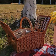 Japanese Style Large-Capacity Set Four-Person Rattan ins Supplies Portable Picnic with Lid Picnic Ba