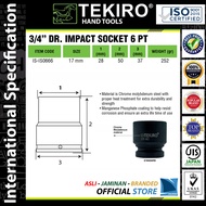 Kunci Mata Sok PUKUL 17 ~ 46 mm 3/4" inch DR 6 PT / IMPACT Sock / Socket / Soket Spanner TEKIRO