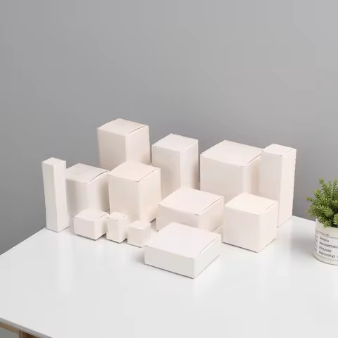 20pcs White Kraft Box 4-23cm Height Small Carton Universal Packaging Box Square Blank Cardboard Box