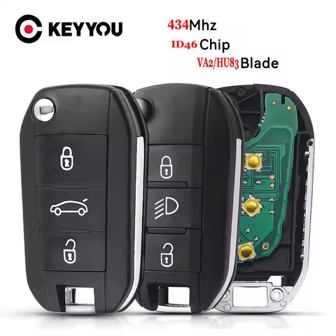 KEYYOU 1PCS For Peugeot 208 2008 301 308 3008 408 508 For Citroen C3 ID46 434MHz HU83/VA2 Remote Con