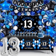 13th Birthday Decorations for Boys, Official Teenager Happy 13th Birthday Decor with Banner Backdrop