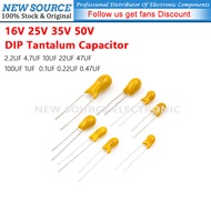 [1pcs] 16V 25V 35V 50V DIP Tantalum Capacitor 2.2UF 4.7UF 10UF 22UF 47UF 100UF 1UF  0.1UF 0.22UF 0.4
