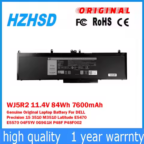 WJ5R2 11.4V 84Wh 7600mAh Genuine Original Laptop Battery For DELL Precision15 3510 M3510 Latitude E5