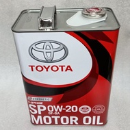 TOYOTAน้ำมันเครื่องโตโยต้า SP 0w-20 GF-6A 08880-13205 4L น้ำมันเครื่องสังเคราะห์แท้