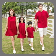 2025 Red Chinese New Year Clothes Cheongsam Dress Dad Son Cotton Linen Tang Suit Hanfu Retro Short S