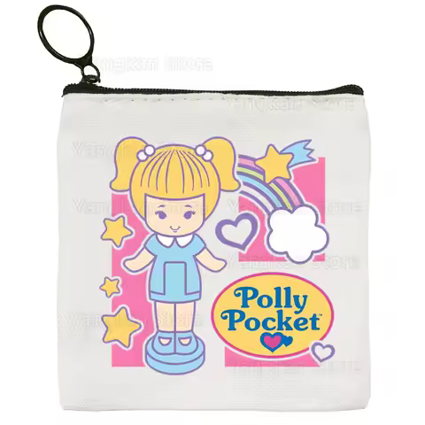 Kawaii Polly Pocket Bag Pure White Bag Handmade Cloth Coin Purse Whiteboard Bag Handbag