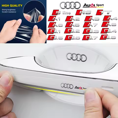 4/8PCS Transparent Car Door Handle Protection Film Stickers For Audi SLINE RS TT A1 A2 A3 A4 A5 A6 A