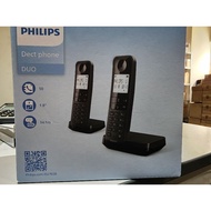 Philips Cordless Phone D2702B. with 2 handsets, 4.6 cm backlit display,  14 hour talk time. caller ID
