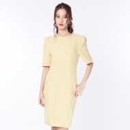 Miss Office เดรสคอกลมแขนสั้นจับจีบ (MD-099)
