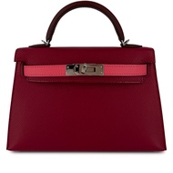 Hermès Rubis, Rose Azalee and Rouge H Tri-color Mini Kelly 20 II Palladium Hardware, 2023