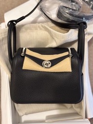 Hermes mini lindy noir 黑銀 黑  stamp k
