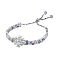 純銀八心八箭鋯石雙併手鍊 - 繡球花(銀色)