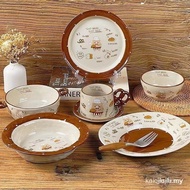Molly Preferred Retro Bread Bear Tableware Cartoon Cute High-value Tableware Rice Bowl Salad Plate P