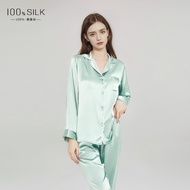 Halloween New Summer Silk Pajamas Women Long Sleeve Mulberry Silk Pants 100% Cool Home Clothes Set 2