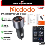 【1Yr Warranty】 MCDODO 130W I 90W I 75W Digital Display 1C+1A I 2C+1A PD Fast Car Charger for Trucks 