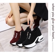 【Hidden Lift Design】Women Casual Sneakers Platform Shoes Suede Zip Closure Comfort Wear/Women Casual