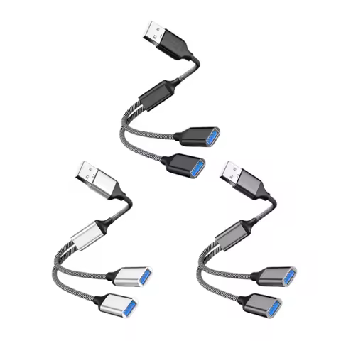 USB Splitter Cable USB2.0 A Male to 2 USB Female Power Cord for Charging/Data Transfer/Laptop Data W