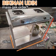MEJA KOMPOR GAS 2 TUNGKU 80x35x75 RAK DAPUR SUSUN MINIMALIS UNTUK DISPENSER MAGICOM GALON PIRING