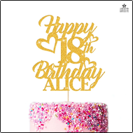 [ushh93] Personalized Happy Birthday Cake Topper Custom Name Age Multicolour Glitter Cake Topper 16t