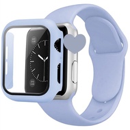 เคสซิลิโคนสายนาฬิกา Apple + เคส Apple Watch Series 9 8 Ultra2 7 6 SE 5 4 3 2สำหรับสายรัดขนาด49มม. 41มม. 45มม. 44มม. 40มม. 38มม. สายสมาร์ทวอทช์และฝาครอบ