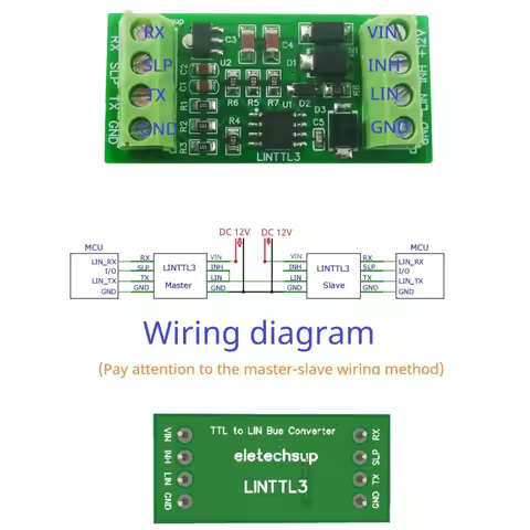 LIN 2.1/SAE J2602 Transceiver LIN Bus Module Master-Slave Protocol Controller 20KBD UART TTL232 RS48
