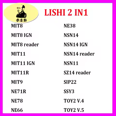 Lishi MIT8 MIT11 MIT11R MIT9 NE71R NE78 NE66 NE38 NSN14 NSN11 SZ14 SIP22 SSY3 TOY2 TRACK Locksmith T
