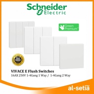 Schneider Electric Vivace E 16AX 250V Wall Switch 1 Gang 2 Gang 3 Gang 4 Gang 1 Way 2 Way - White