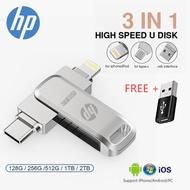 HP เพนไดรฟ์512GB 1TB 2TB OTG USB Apple iPad แฟลชไดร์ฟสำหรับ IPhone16/15/14/13/12/11/X/ 8/7/6พร้อม TY