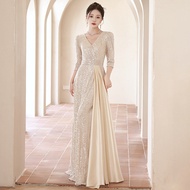 Glitter Glamorous Banquet High End Long Evening Dress Women Elegant Temperament 2024 Dinner Party Ba