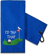 TOUNER Funny Golf Towel Gift for Dad, Retirement Gifts for Men Golfer, Funny Golf Towel for Men, Embroidered Golf Towels for Golf Bags with Clip (I'd Tap That)