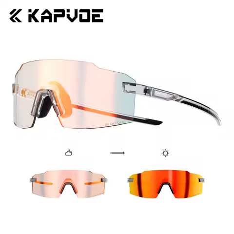 KAPVOE UV400 Photochromic Cycling Sunglasses Frameless Lightweight Outdoor Bike Bicycle Running Fish