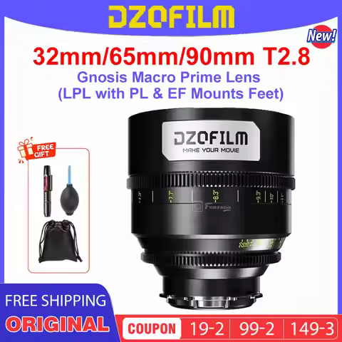 DZOFilm 32mm T2.8 65mm / 90mm T2.8 Gnosis Macro Prime Lens∴ (LPL with PL & EF Mounts Feet)