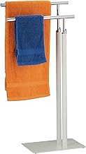 Relaxdays Standing Towel Rail 2 Rails H 78 x W 44 x D 20 cm Steel White Silver