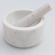 Stones And Homes Indian White Mortar and Pestle Set Big Bowl Marble Spices Masher Stone Grinder for Home and Kitchen 5 Inch Polished Robust Round Stone Molcajete Herbs Spices - (13 x 8 cm)