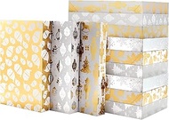 UNIQOOO 12Pcs Metallic Gold Silver Christmas Shirt Boxes, Xmas Tree, Snowflake, Nutcrackers, Mistlet