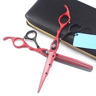 Hair Cutting Scissors, Professional japan 440c steel 7 inch red cut hair scissors cutting barber hai