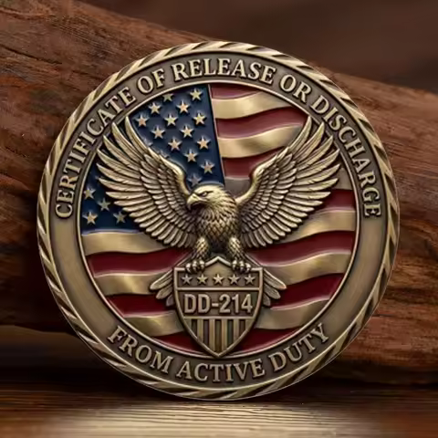 U.S. DD-214 Veteran Bronze Plated Commemorative Coin Veteran Identity Badge, Military Veteran Challe
