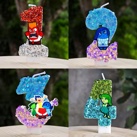 Amine Inside Out Theme Candles Cartoon Number 0-9 Creative Birthday Cake Decoration Party Cake Candl