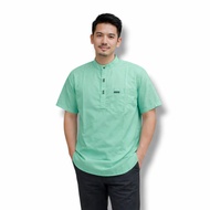 TERBARU 2026 Baju Koko Pria Lengan Pendek Warna Hijau Botol Pakian Muslim Pria Dewasa