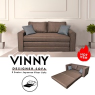 VINNY 2 Seater Fabric Sofa / Floor Sofa / Sofa Bed / Japanese Floor Sofa With 2 Pillows / Queen Size Bed