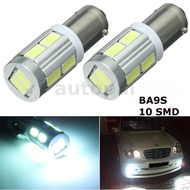 12V 2PCS High Brightness Width Indicator Light Bulb BAX9S H6W 10 SMD White Light LED Car Side Light 