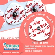Lessa ECG Electrode Foam, Press-Stud Connection, Adhesive Conductor Solid Gel 36 x 32 mm (Pack of 10