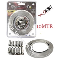 Orbit Stainless Steel 10mtr x 10pc Screw Head Multi Band Hose Clip / Stainless Steel Hose Clip Set 6”8”10”12”14”16”18”20