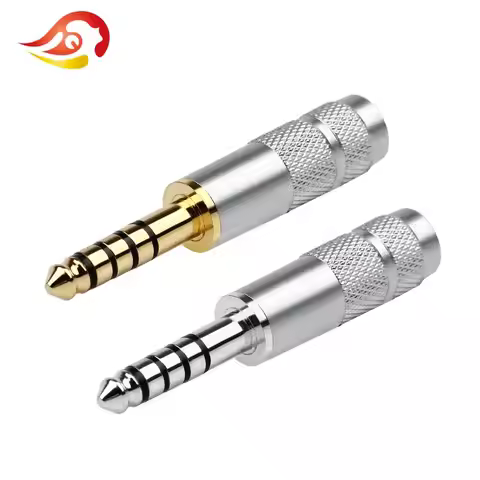 QYFANG 4.4mm 5 Pole 4-Layer Rhodium Plating Earphone Plug Audio Jack Metal Adapter Wire Connector Fo